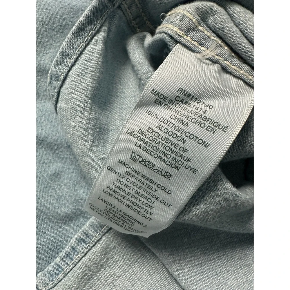 True‎ Religion Denim Light Blue Western Pearl Snap Jean Chambray Mens Shirt Sz M